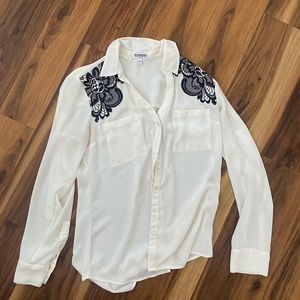 Express Button Up Shirt with embroidery detail